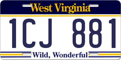 WV license plate 1CJ881