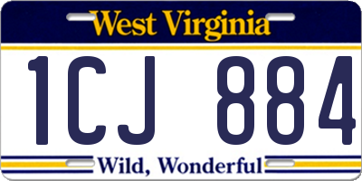 WV license plate 1CJ884