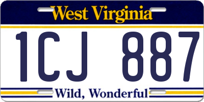 WV license plate 1CJ887