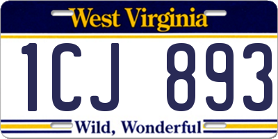 WV license plate 1CJ893
