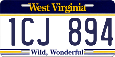 WV license plate 1CJ894