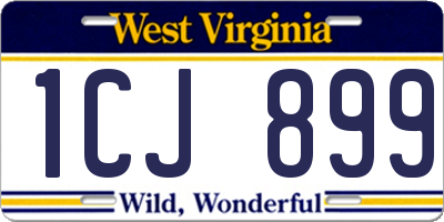 WV license plate 1CJ899
