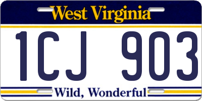 WV license plate 1CJ903