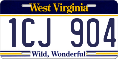 WV license plate 1CJ904