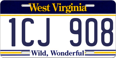 WV license plate 1CJ908