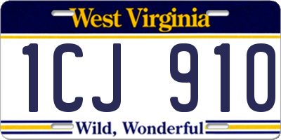 WV license plate 1CJ910