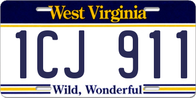 WV license plate 1CJ911