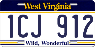 WV license plate 1CJ912