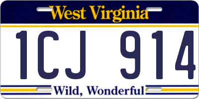 WV license plate 1CJ914