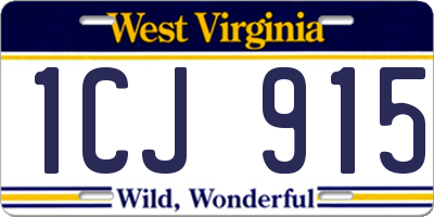 WV license plate 1CJ915
