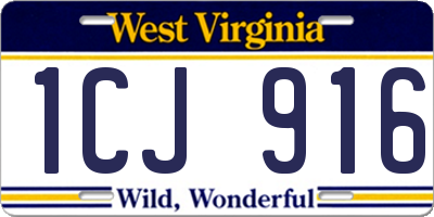 WV license plate 1CJ916