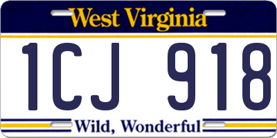 WV license plate 1CJ918