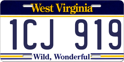 WV license plate 1CJ919