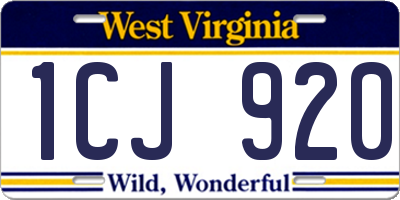 WV license plate 1CJ920