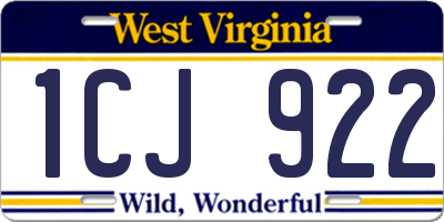 WV license plate 1CJ922