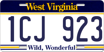 WV license plate 1CJ923
