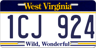 WV license plate 1CJ924