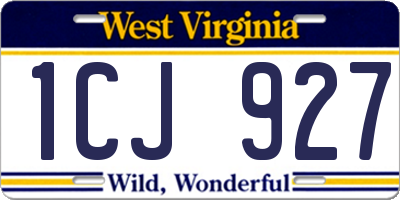 WV license plate 1CJ927