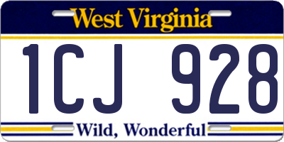 WV license plate 1CJ928