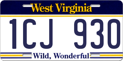 WV license plate 1CJ930