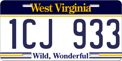 WV license plate 1CJ933