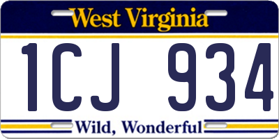 WV license plate 1CJ934