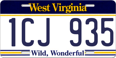 WV license plate 1CJ935