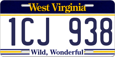 WV license plate 1CJ938
