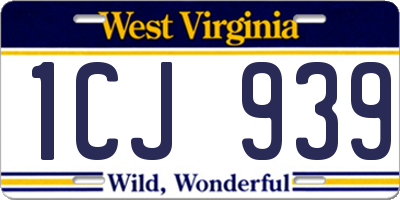 WV license plate 1CJ939