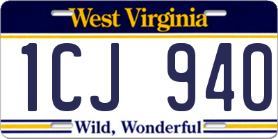 WV license plate 1CJ940