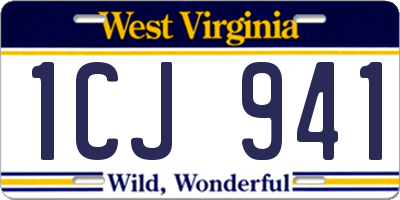 WV license plate 1CJ941