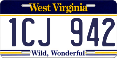 WV license plate 1CJ942
