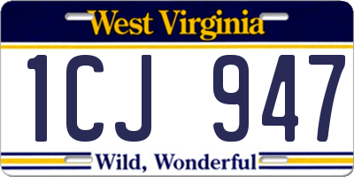 WV license plate 1CJ947