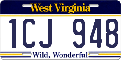 WV license plate 1CJ948