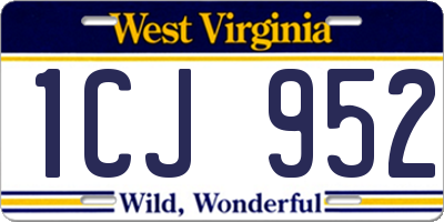 WV license plate 1CJ952