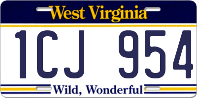 WV license plate 1CJ954