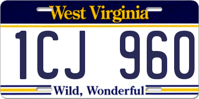 WV license plate 1CJ960