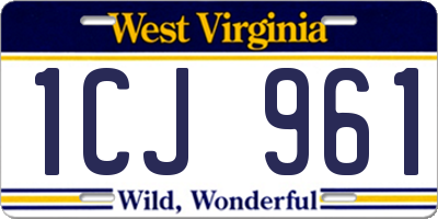 WV license plate 1CJ961