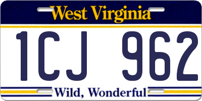 WV license plate 1CJ962