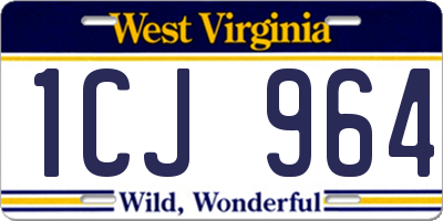 WV license plate 1CJ964