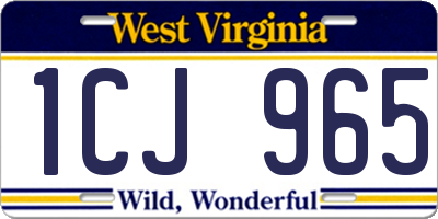 WV license plate 1CJ965