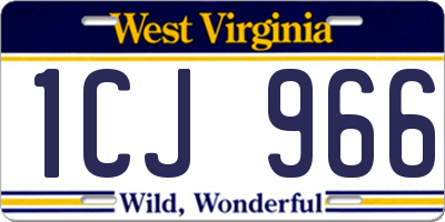 WV license plate 1CJ966