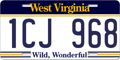 WV license plate 1CJ968