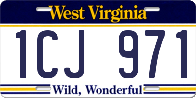 WV license plate 1CJ971