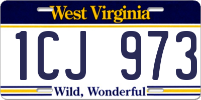WV license plate 1CJ973