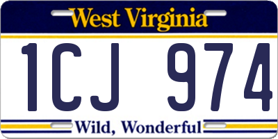 WV license plate 1CJ974