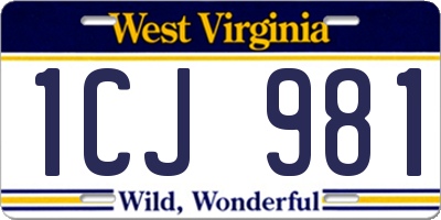 WV license plate 1CJ981