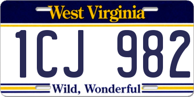 WV license plate 1CJ982