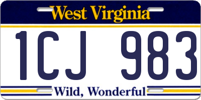 WV license plate 1CJ983
