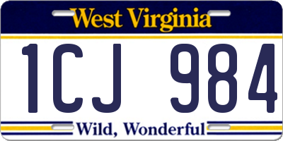 WV license plate 1CJ984